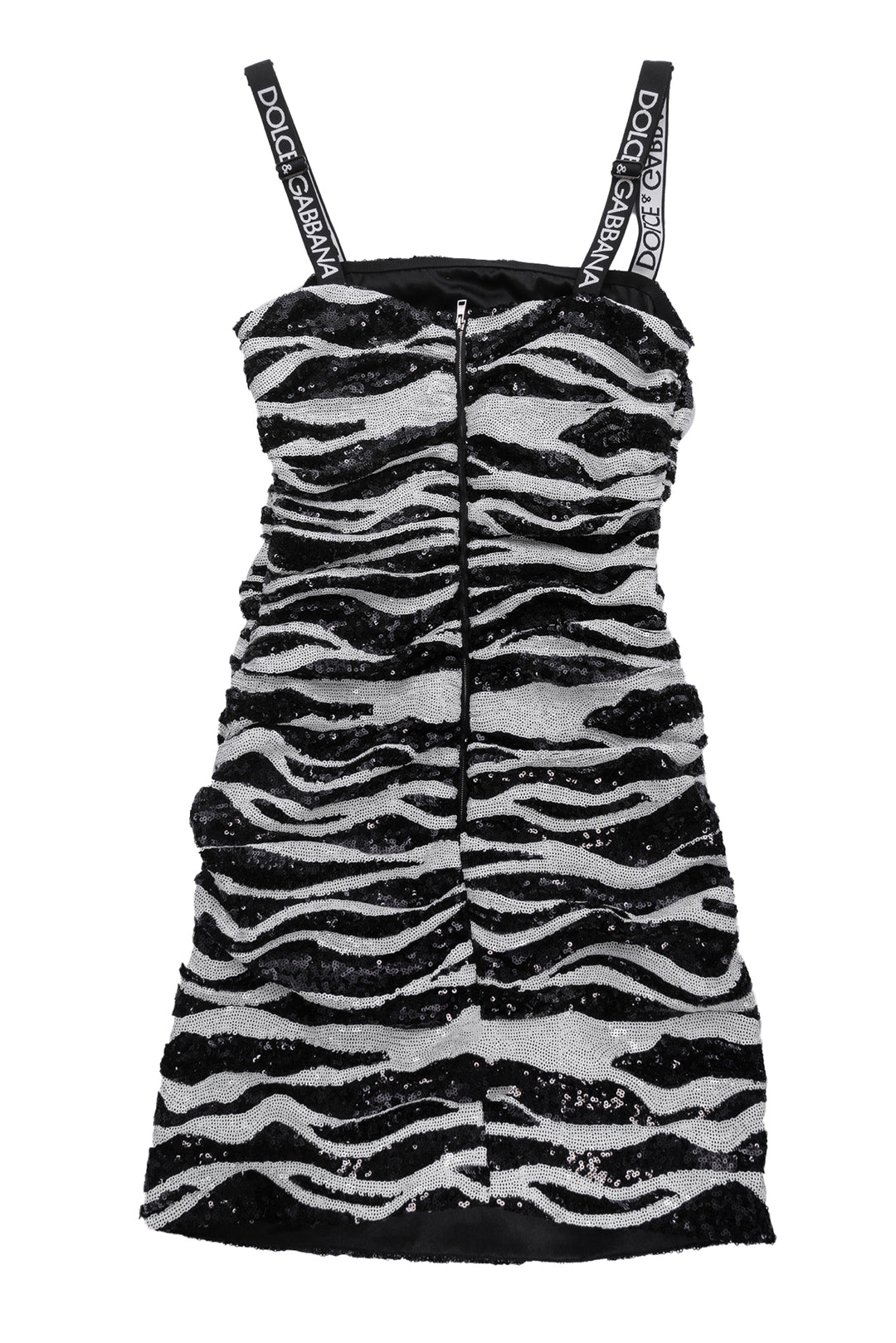 Dolce & Gabbana Size 38 Sequin Embellished Zebra Print Mini Dress