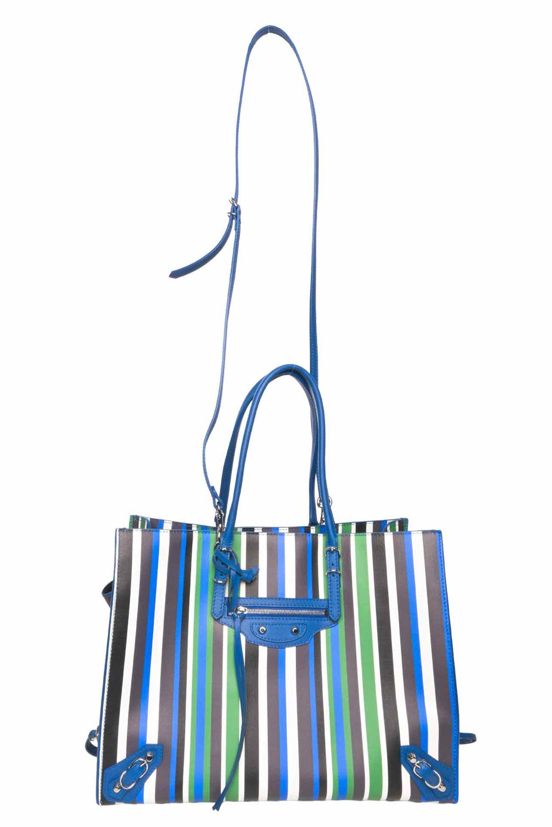 Balenciaga 2017 Striped Papier B4 Zip Around Tote