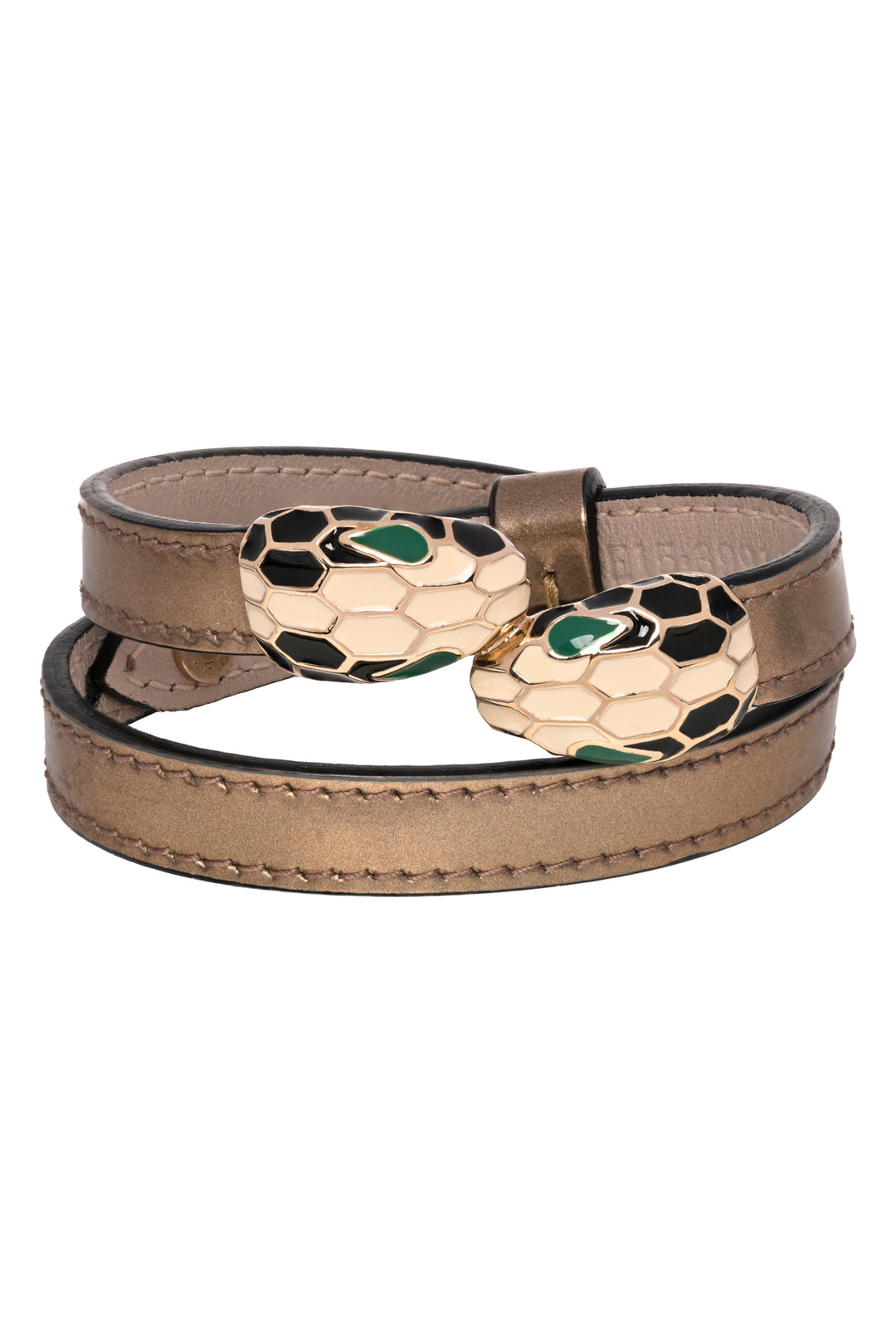 Bvlgari Serpenti Forever Metallic Double Coiled Bracelet