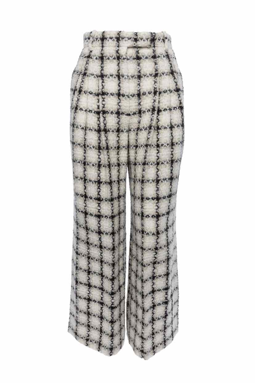 Chanel Size 36 2019 Pleated Front Wide Leg Tweed Pants