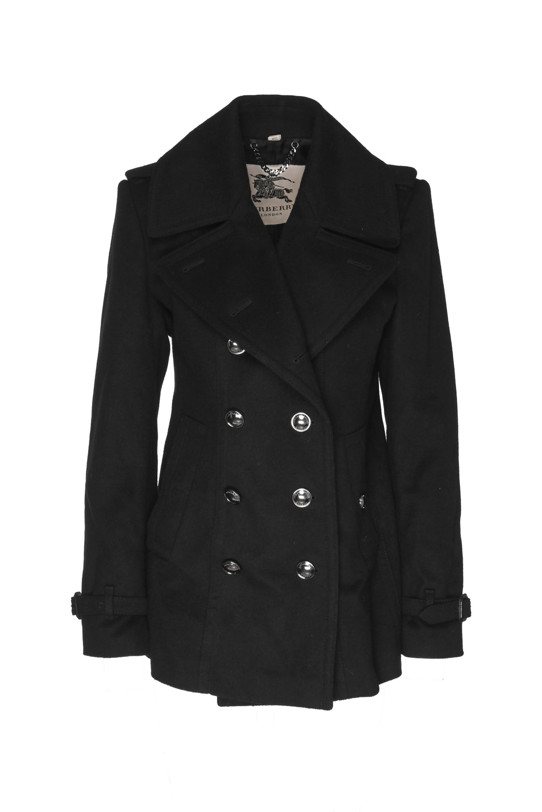 Burberry London Size 10 Double Breasted Wool-Blend Short Peacoat