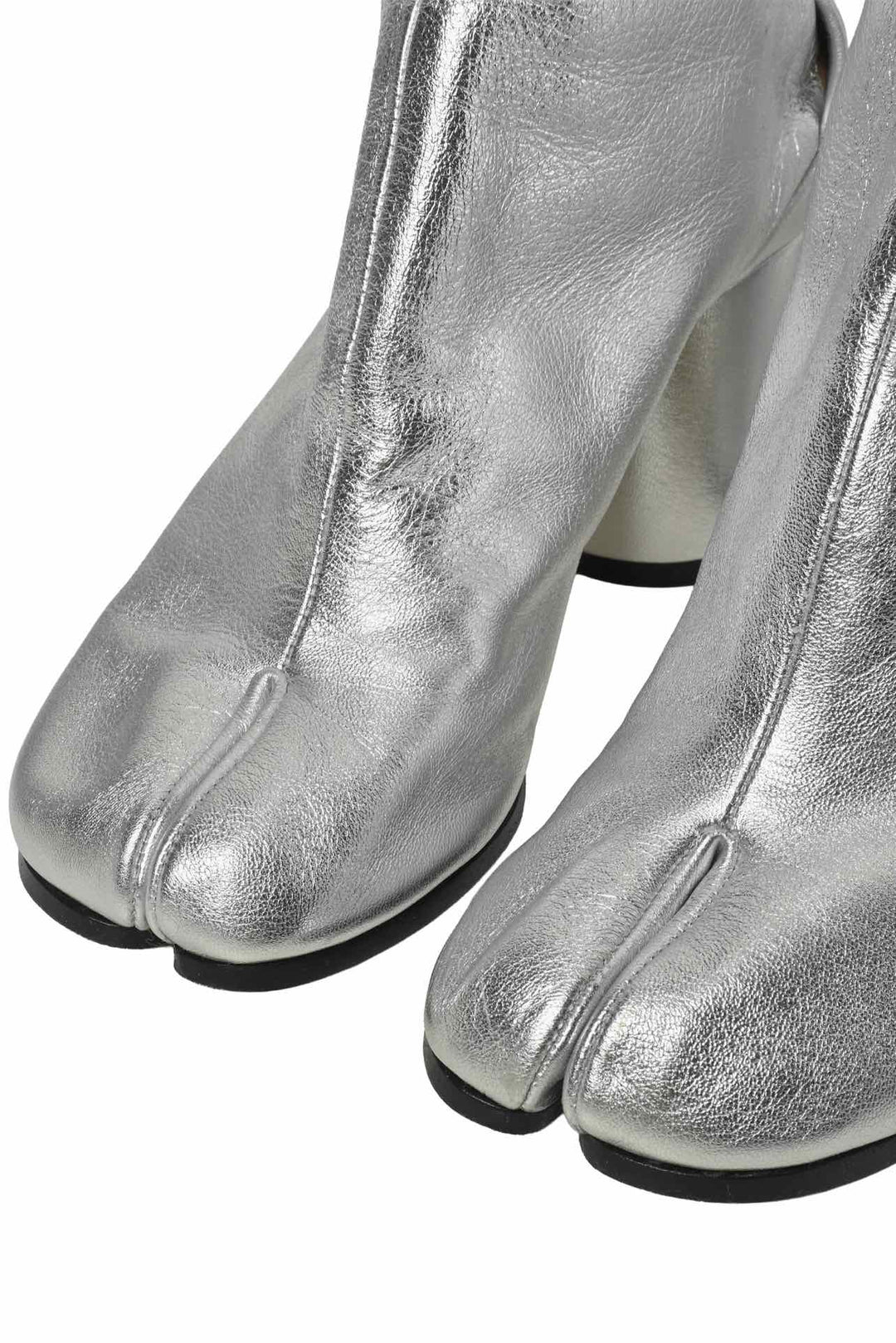 Maison Martin Margiela Size 35 Metallic Silver Leather Tabi Ankle Boots