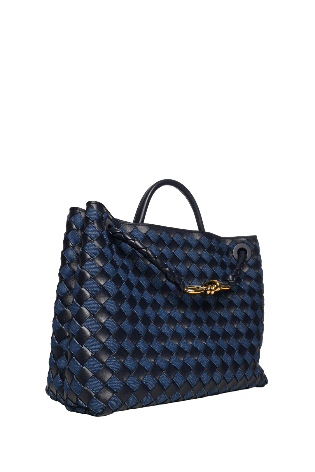 Bottega Veneta Intrecciato Denim & Nappa Medium Andiamo Shoulder Bag