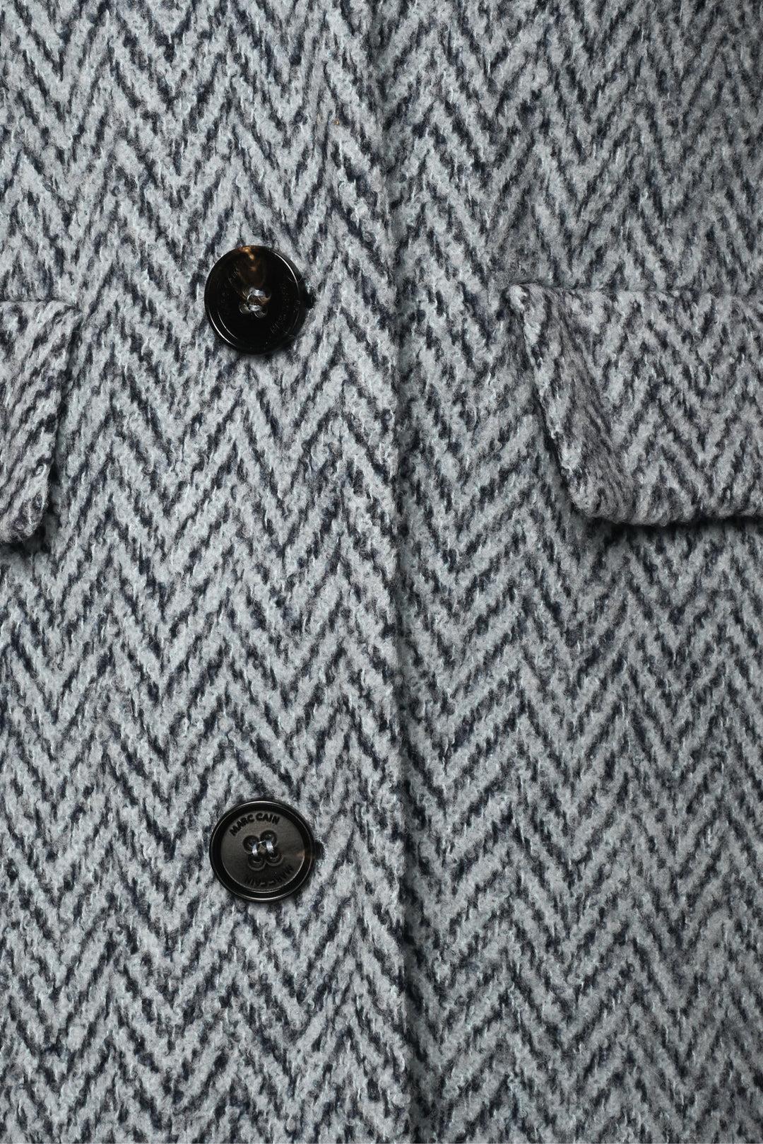 Marccain Size 1 Virgin Wool-Blend Herringbone Raw Edge Coat
