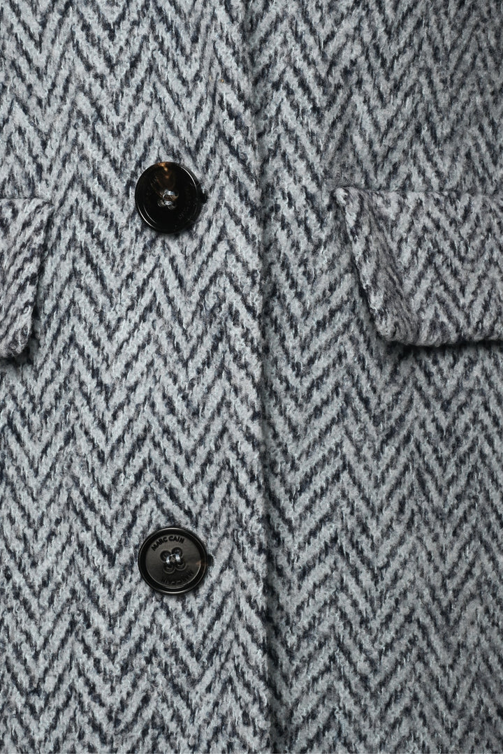 Marccain Size 1 Virgin Wool-Blend Herringbone Raw Edge Coat