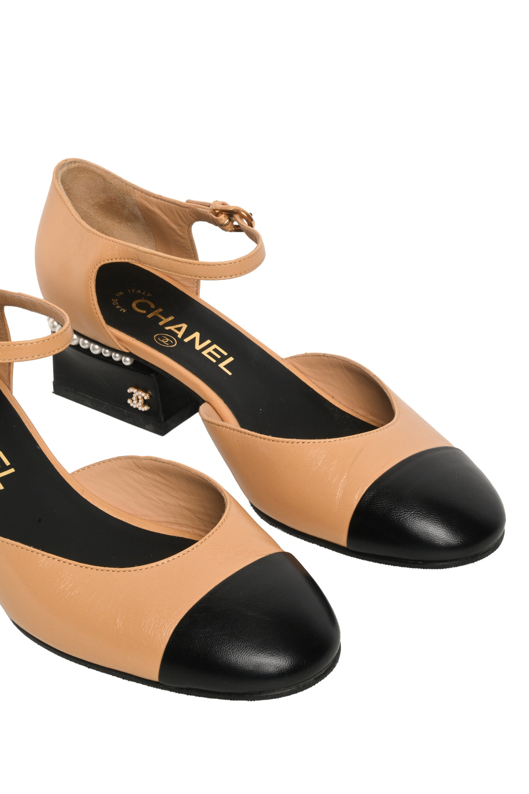 Chanel Size 36 Embellished Heel Cap Toe Mary Jane Pumps