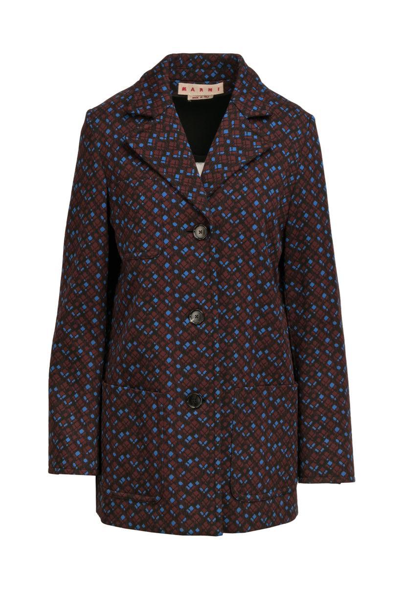 Marni Size 40 Printed Button-up Midi Coat