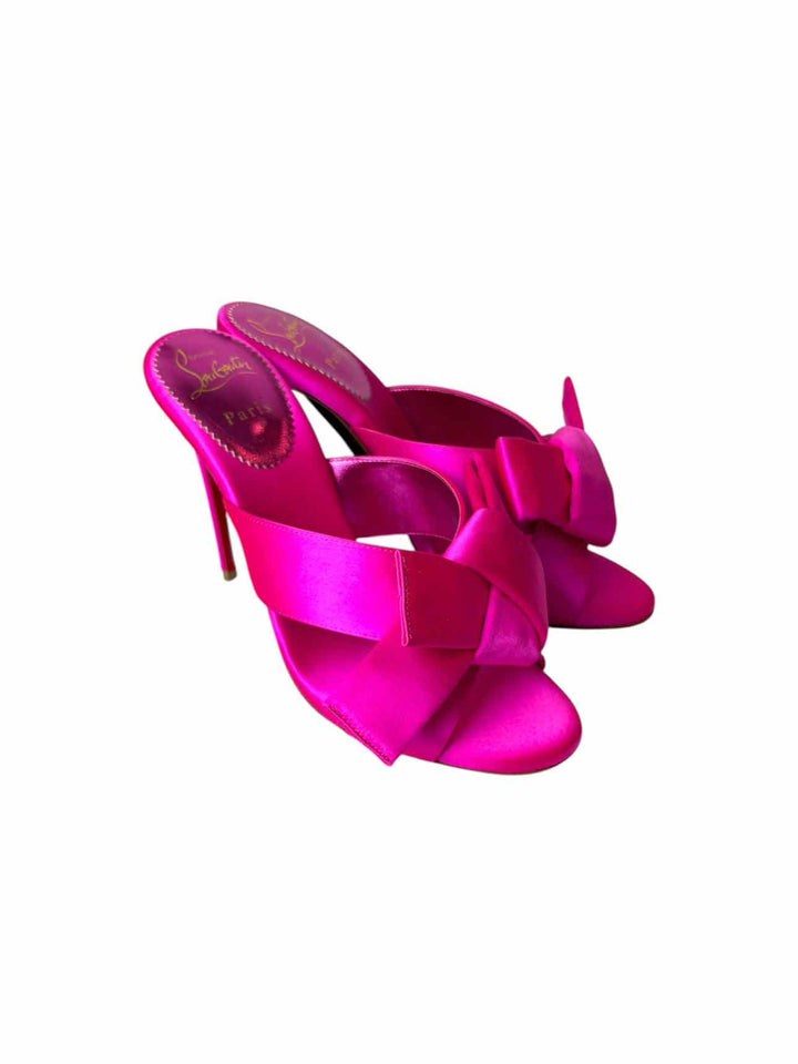 Christian Louboutin Size 38.5 Matricia 100 Holly Pink Satin Sandals