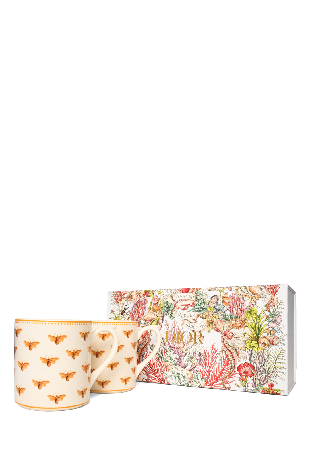 Dior Ceramic Bee Motif 'Les Gris-Gris de Mr. Dior' Set of Two Mugs