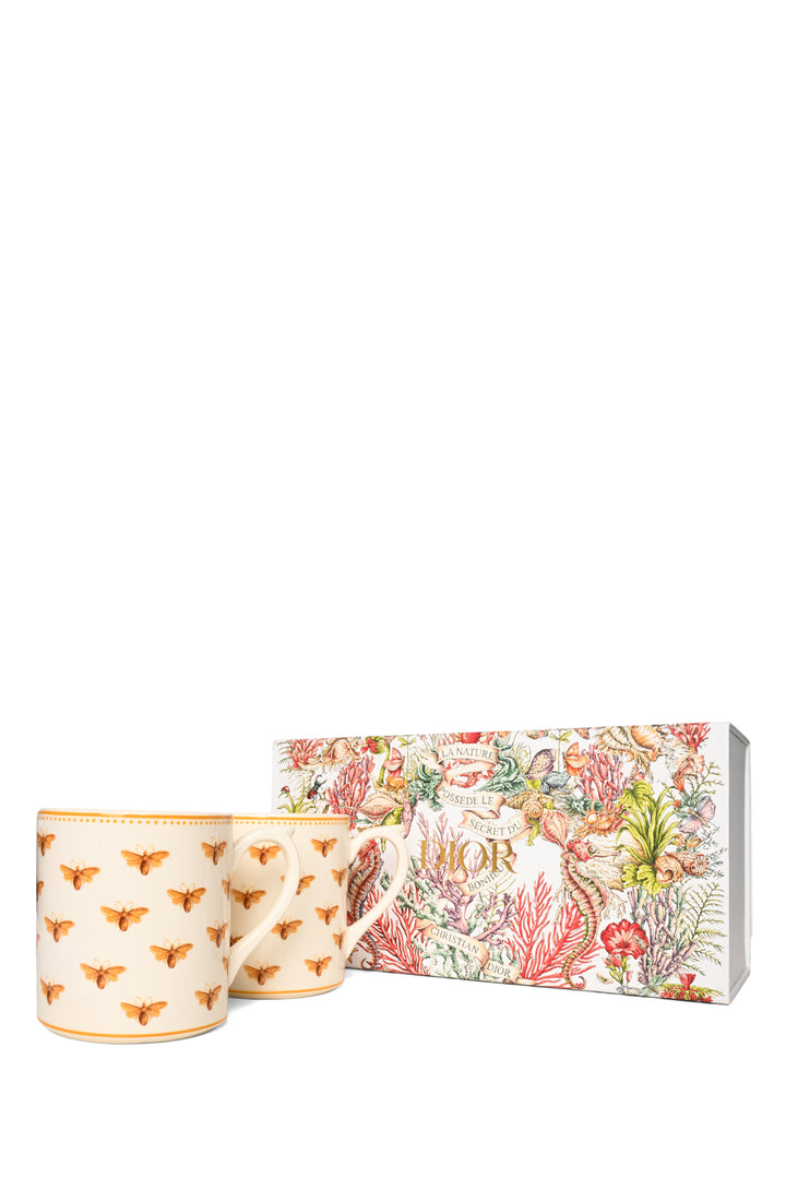 Dior Ceramic Bee Motif 'Les Gris-Gris de Mr. Dior' Set of Two Mugs