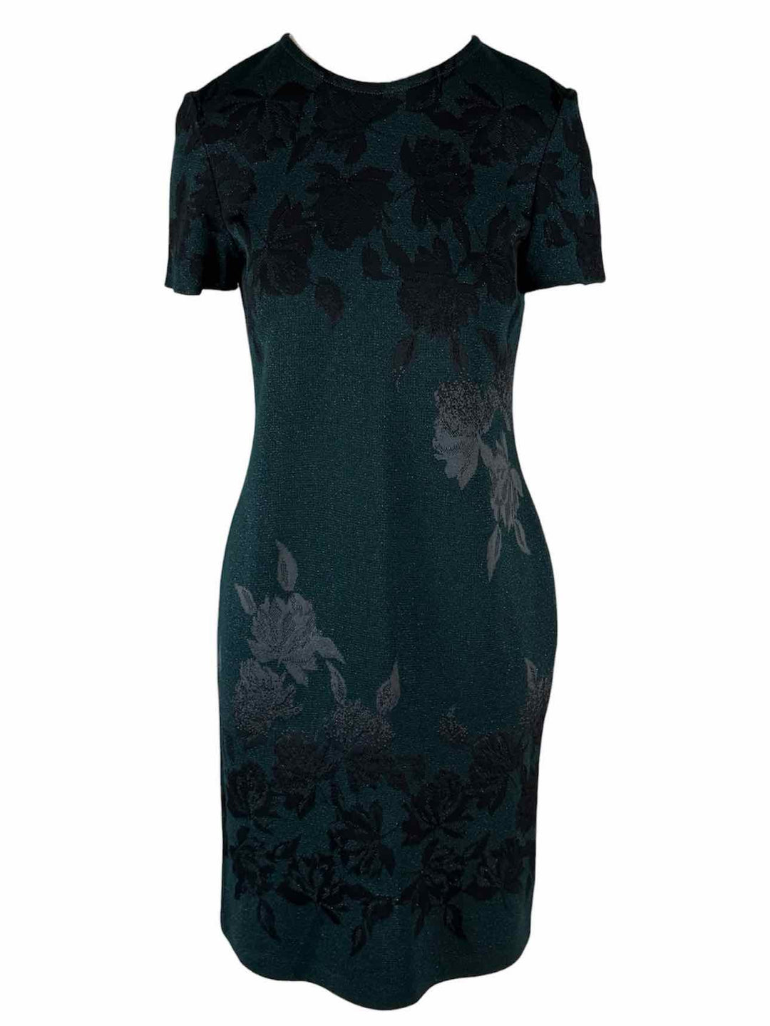 St. John Size 6 Floral Sparkle Knit Midi Dress