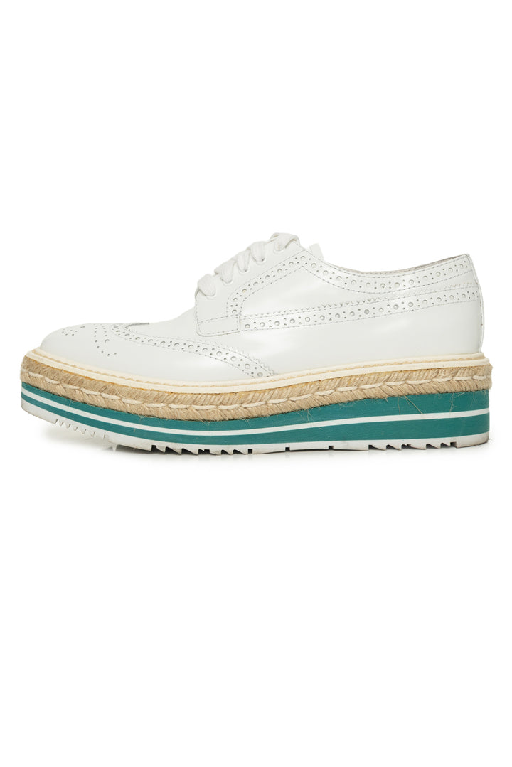 Prada Size 36 2015 Platform Brogue Espadrille Flats
