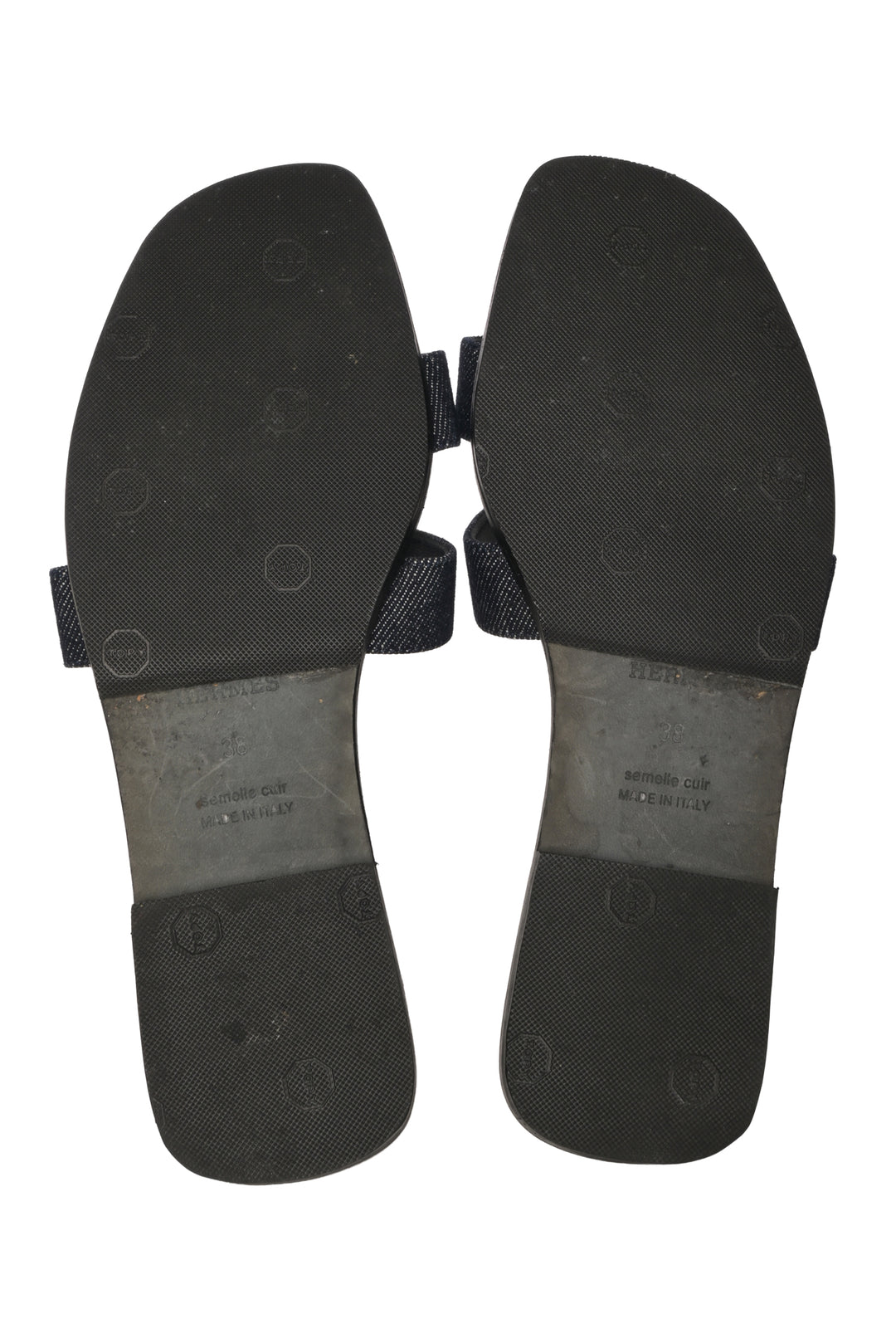 Hermes Size 38 Denim Oran Sandals