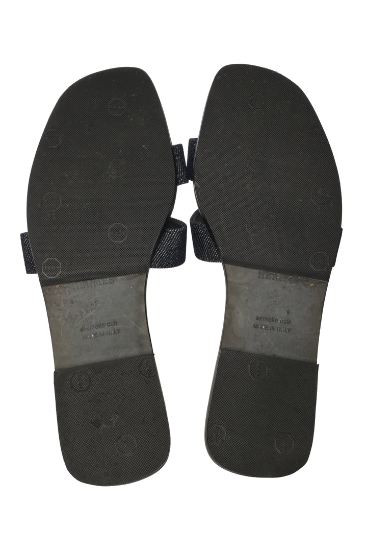 Hermes Size 38 Denim Oran Sandals