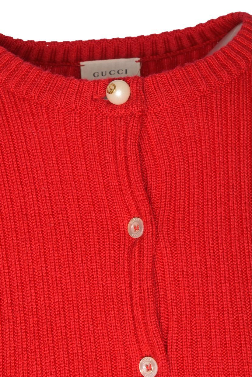 Gucci Size XS Ruffle Trimmed Knit Cardigan