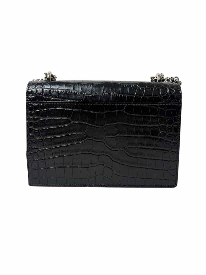 Saint Laurent Croc Embossed Sunset Wallet on Chain Purse
