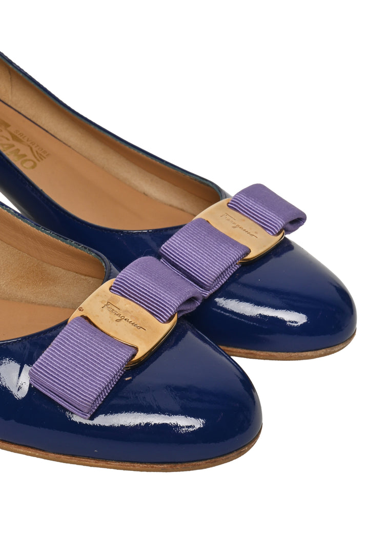 Salvatore Ferragamo Size 8.5 Vara Patent Pumps