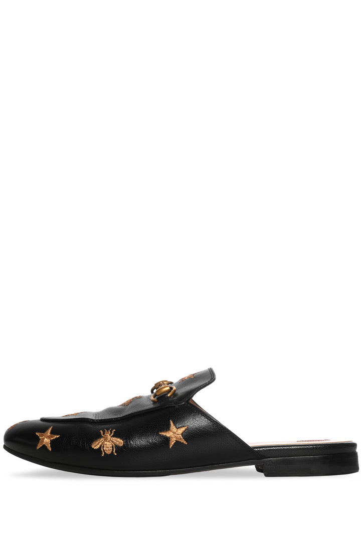 Gucci Size 37.5 Bee Star Embroidered Princetown Slippers