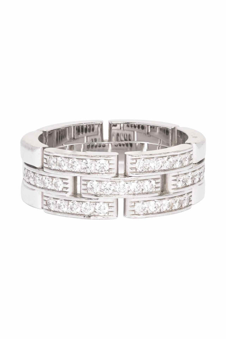 Cartier Size 8.5 2013 18k White Gold Triple Row Diamond Maillon PanthÃ¨re Ring