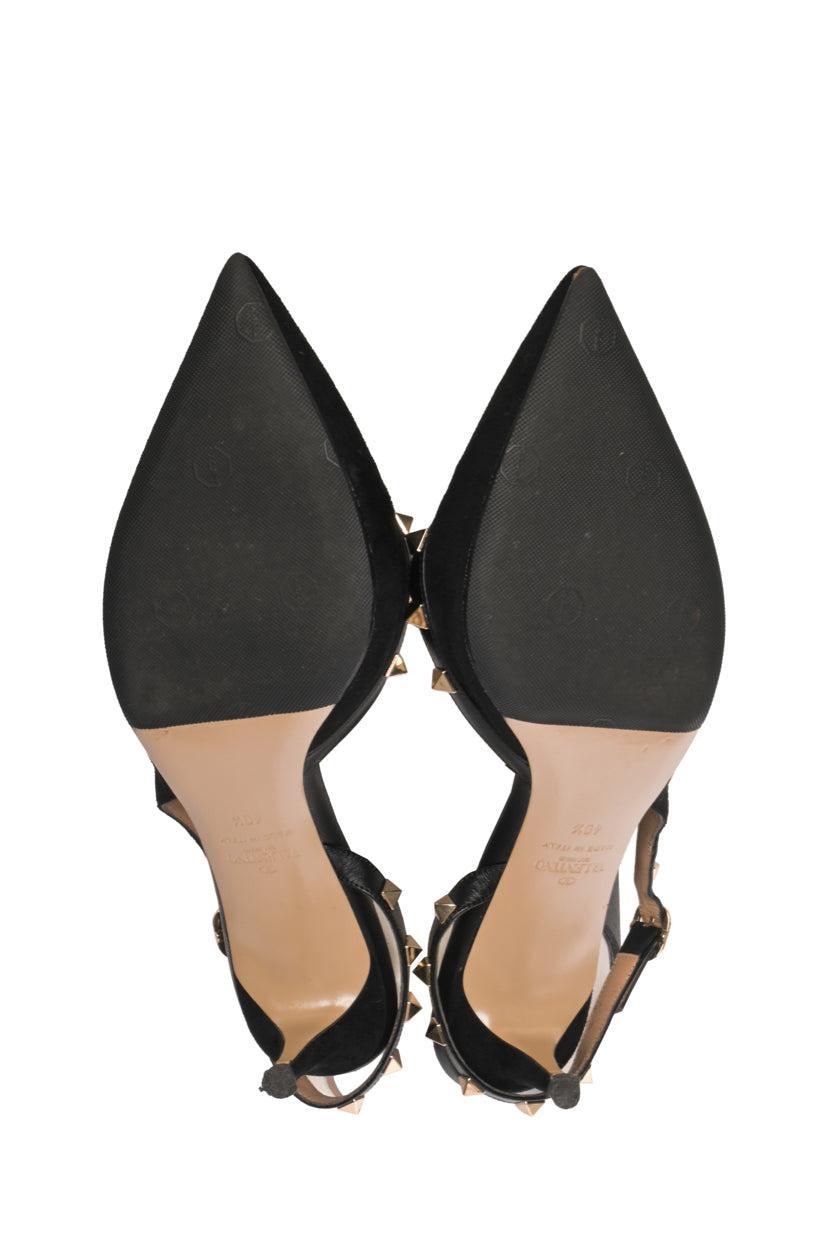 Valentino Size 40.5 Rockstud Pointed Toe Slingback Pumps