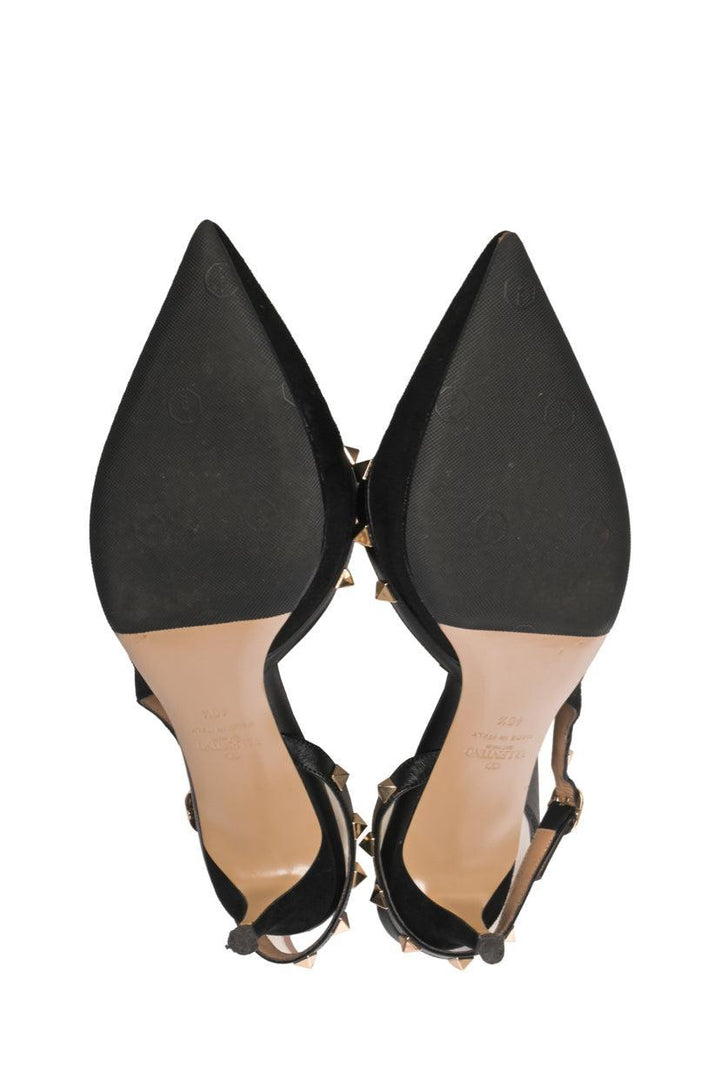Valentino Size 40.5 Rockstud Pointed Toe Slingback Pumps