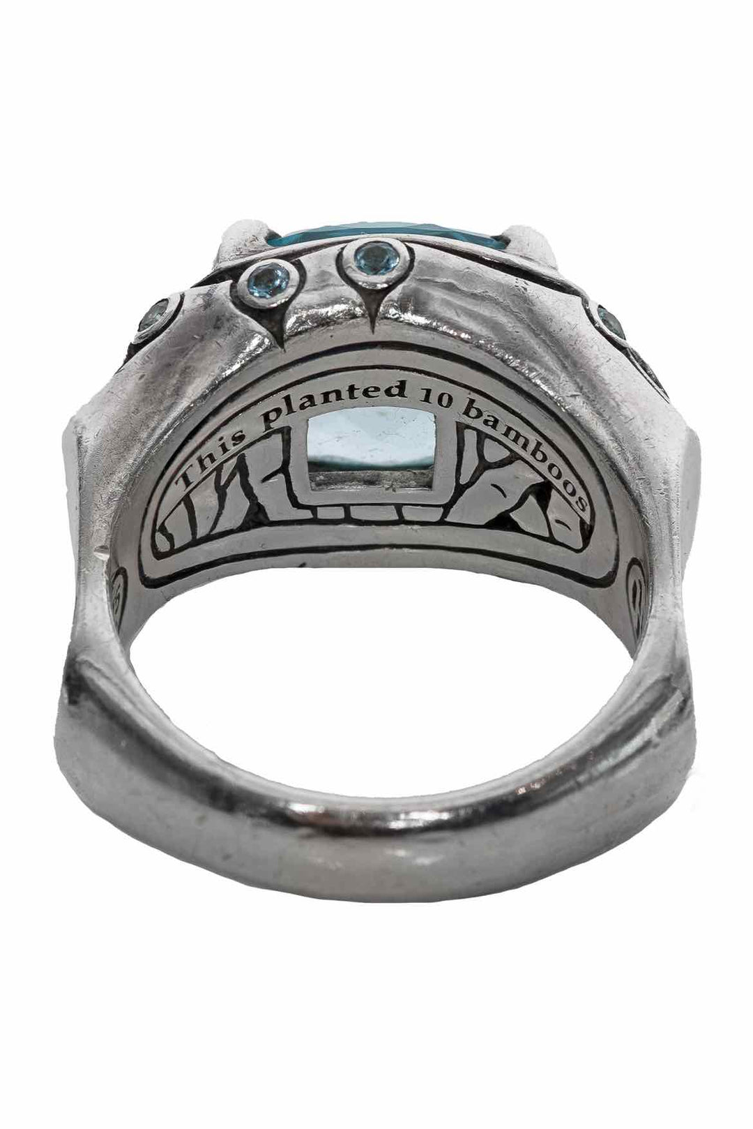 John Hardy Size 7 Batu Bamboo Sterling Silver & Blue Topaz Ring