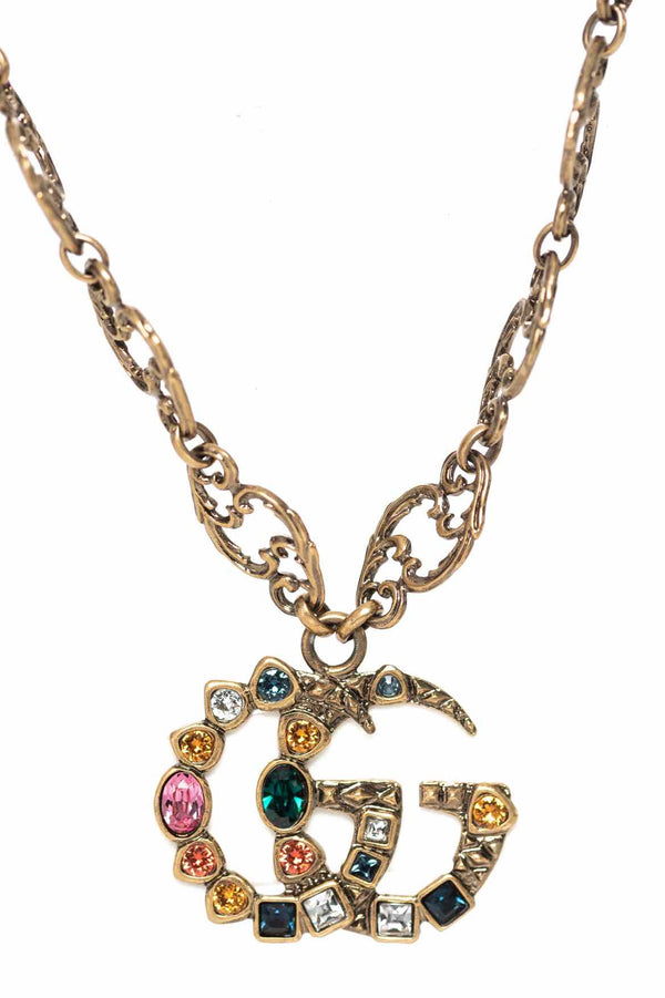 Gucci GG Crystal-Embellished Pendant Necklace
