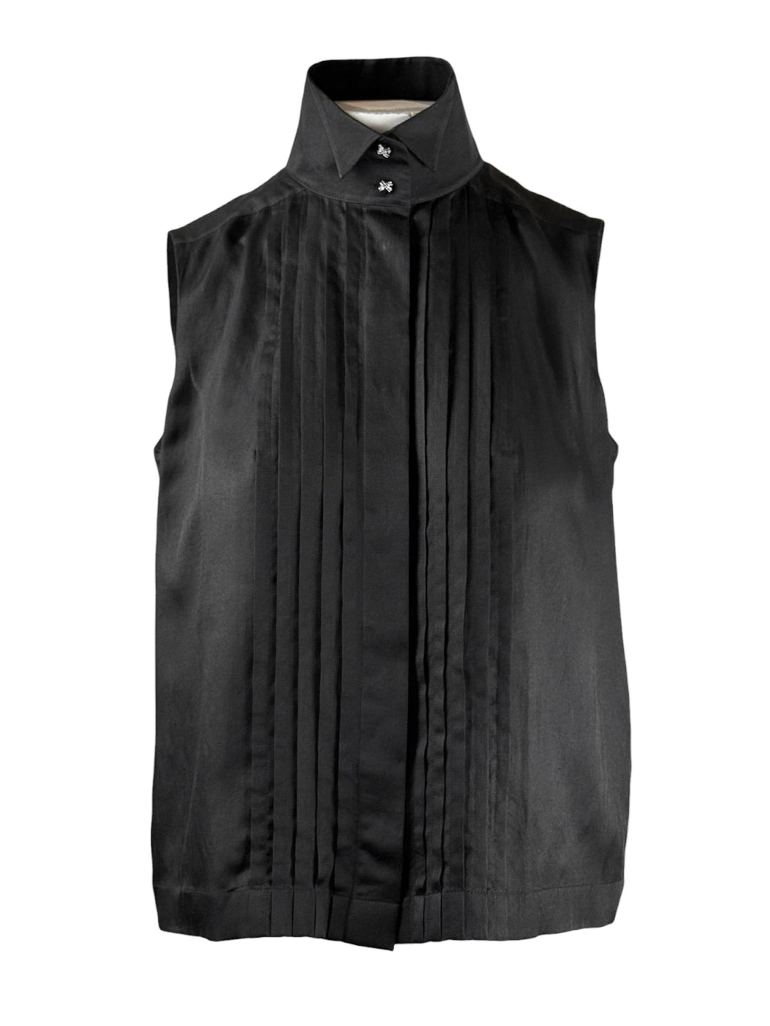 Chanel Size 38 2006 Sleeveless Pleated Blouse