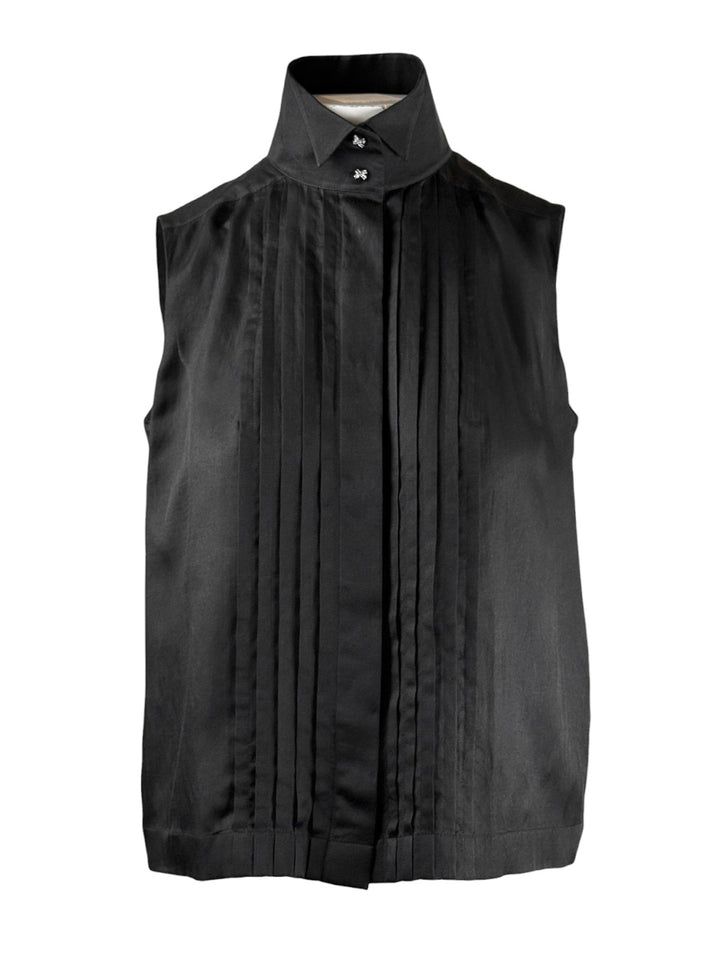 Chanel Size 38 2006 Sleeveless Pleated Blouse