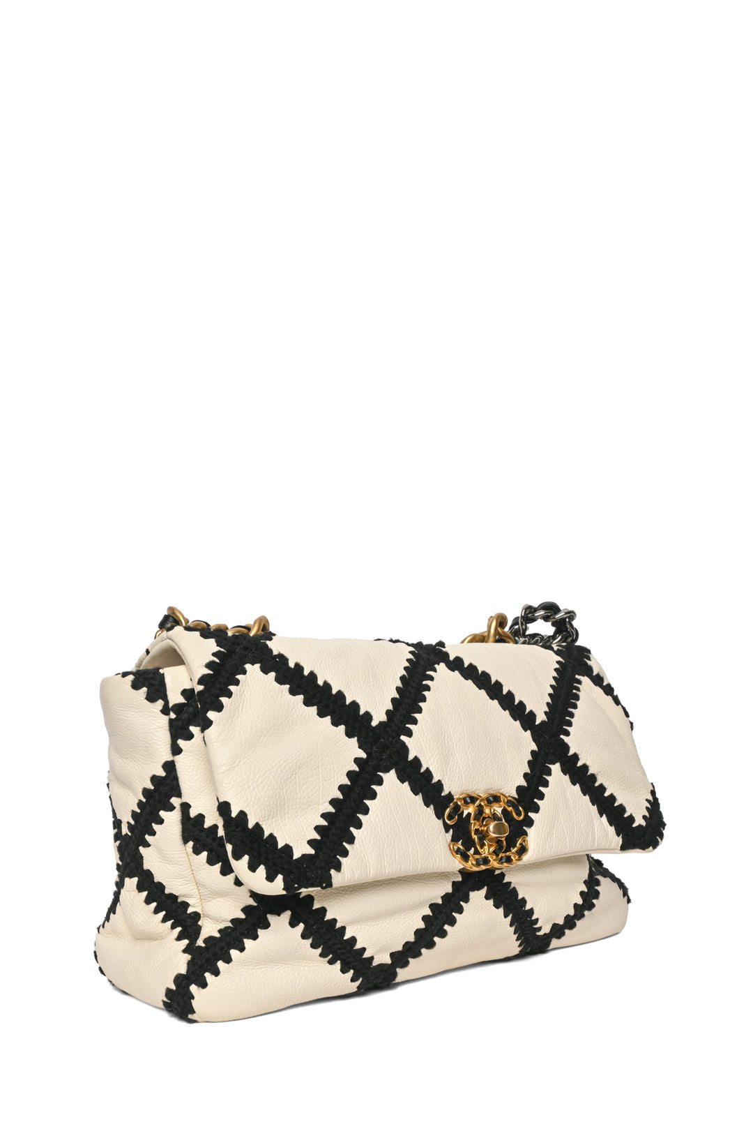 Chanel 2020 Calfskin Crochet Medium 19 Flap Shoulder Bag