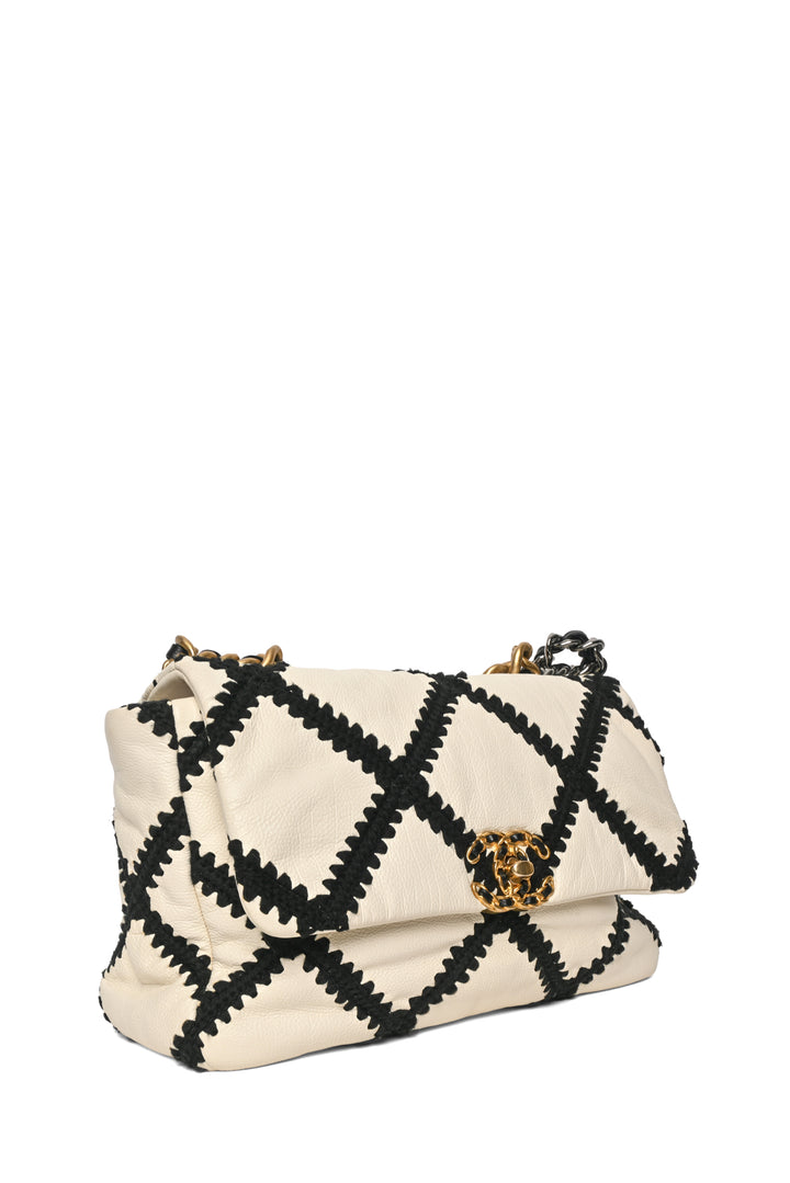 Chanel 2020 Calfskin Crochet Medium 19 Flap Shoulder Bag