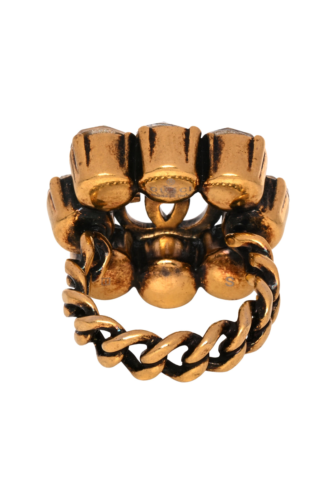 Gucci Size 5.5 Crystal Double G Ring