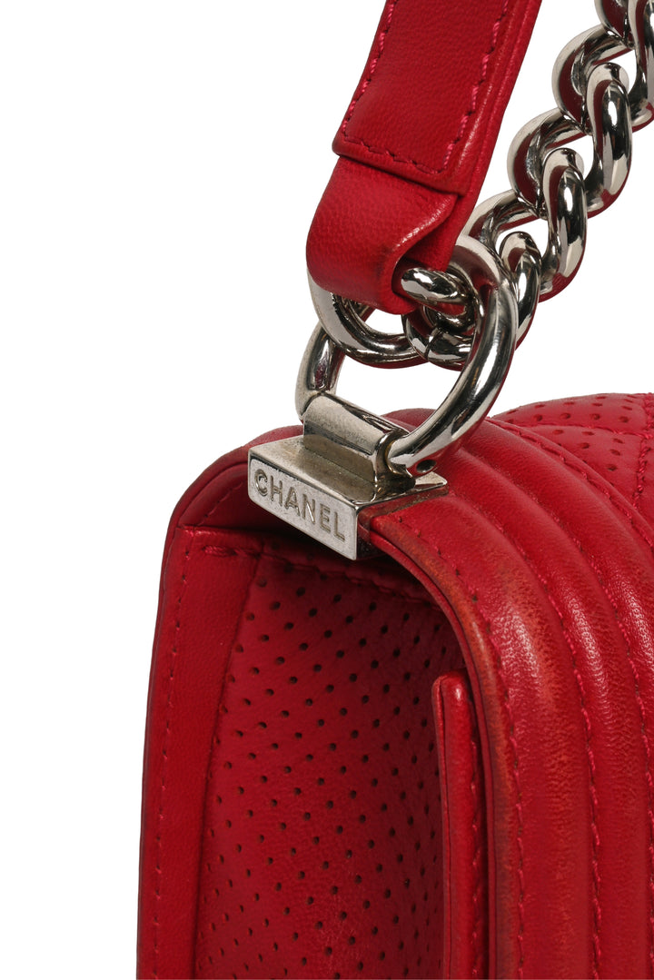 Chanel 2014 Perforated Leather Medium Boy Shoulder Bag