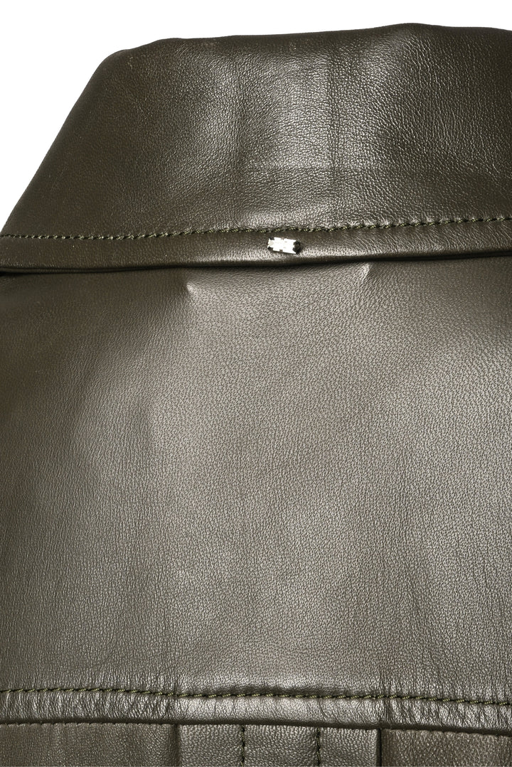 Sportmax Size 8 Pleat Detail Snap Front Mid-Length Leather Coat