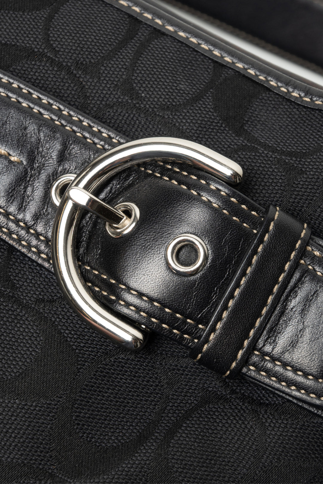 Coach Signature Canvas & Leather Double Buckle Shoulder Bag