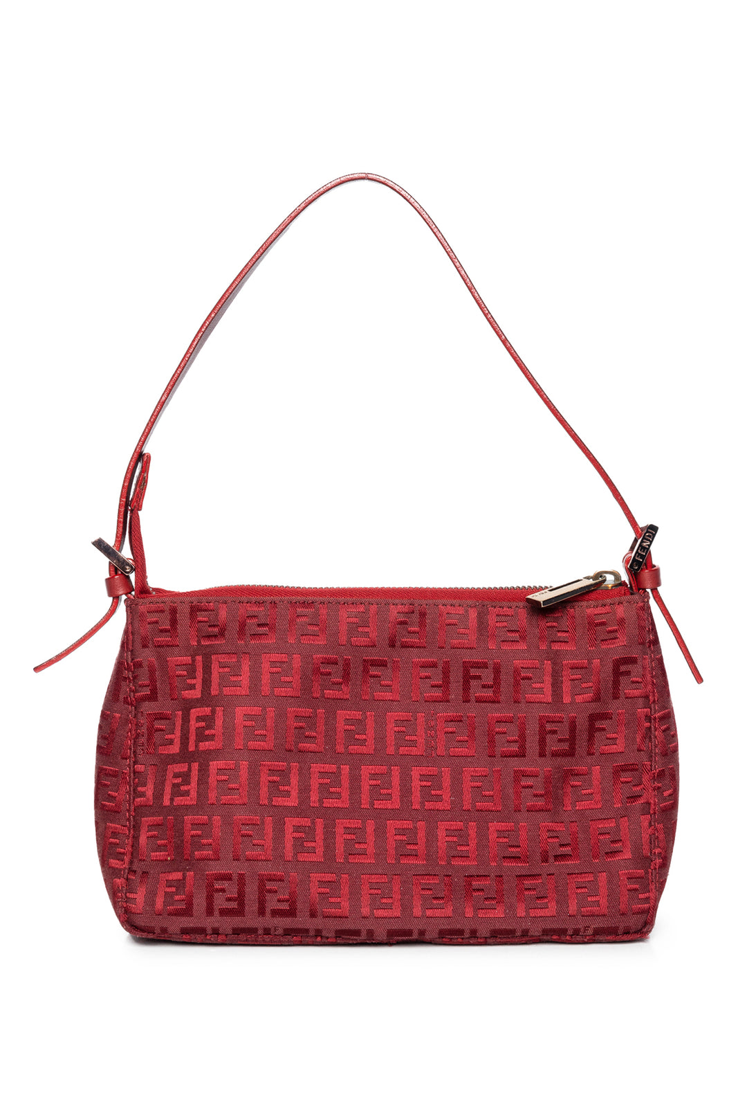 Fendi Zucchino Rosso Pochette Shoulder Bag