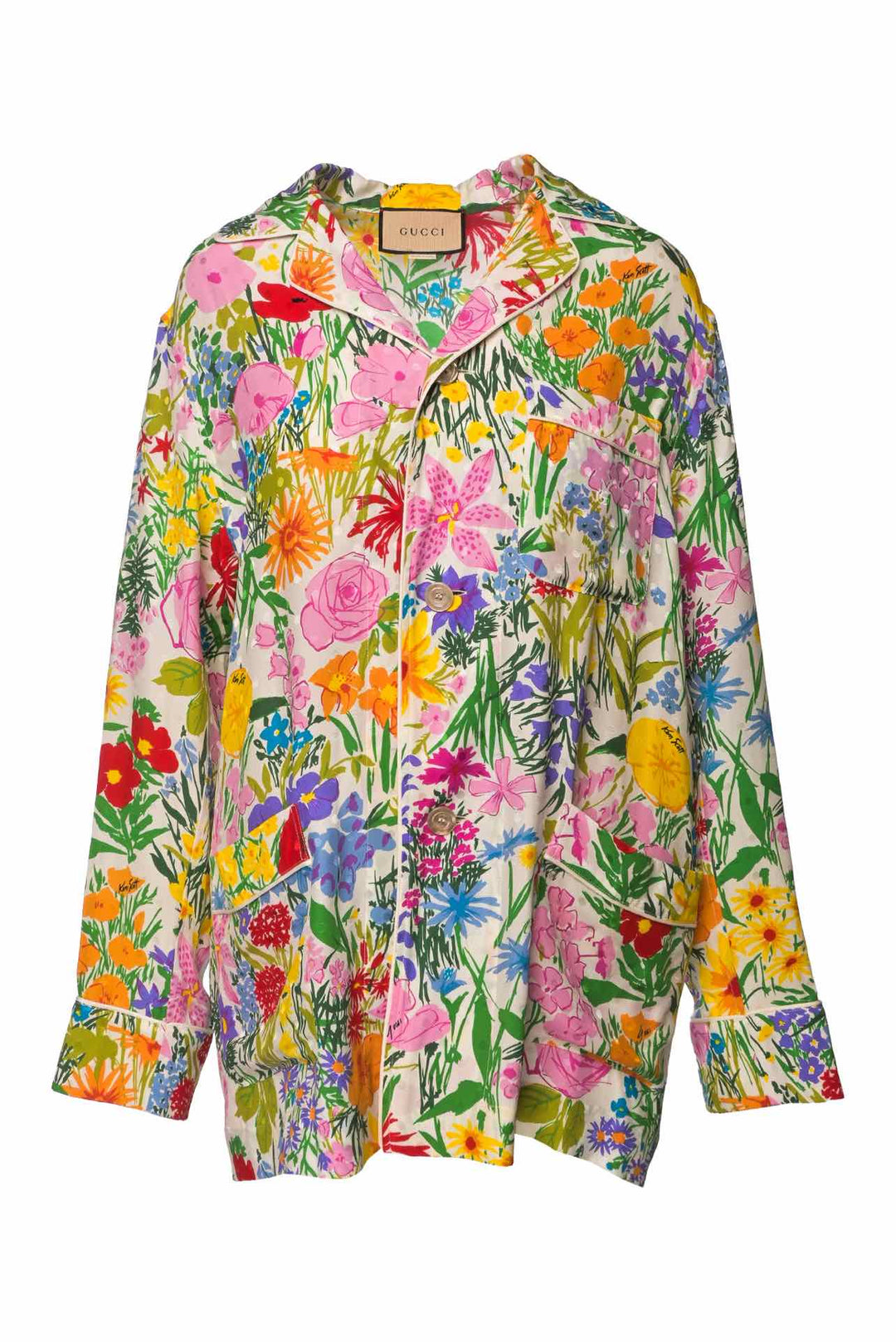 Gucci x Ken Scott Size S Floral Silk Twill Overshirt