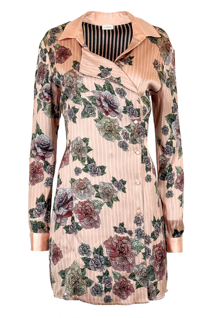 La Perla Size 10 Maps in Bloom Floral Print Bi-Stretch Silk Short Dress