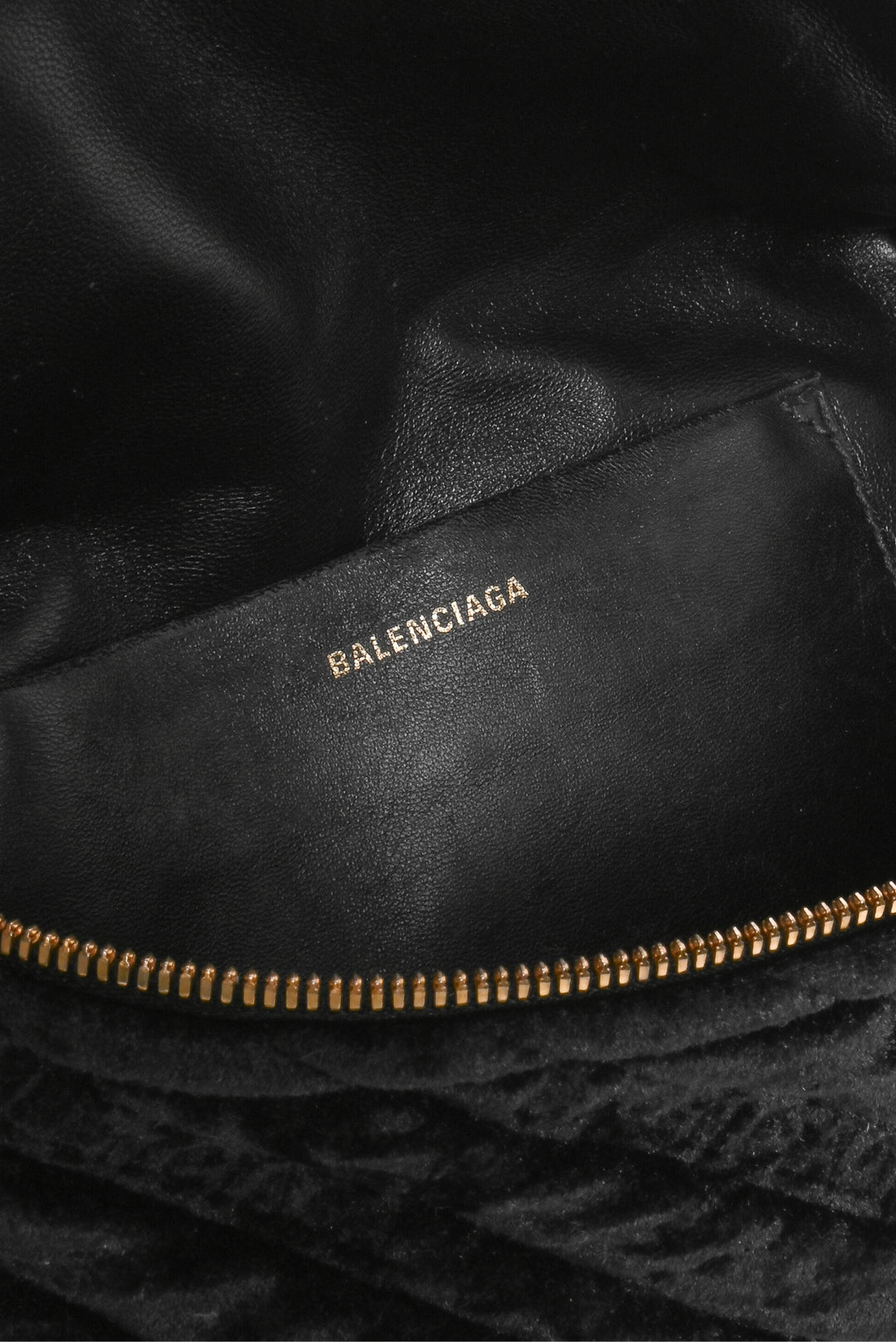 Balenciaga Crushed Velvet Logo Embossed Souvenir Belt Bag