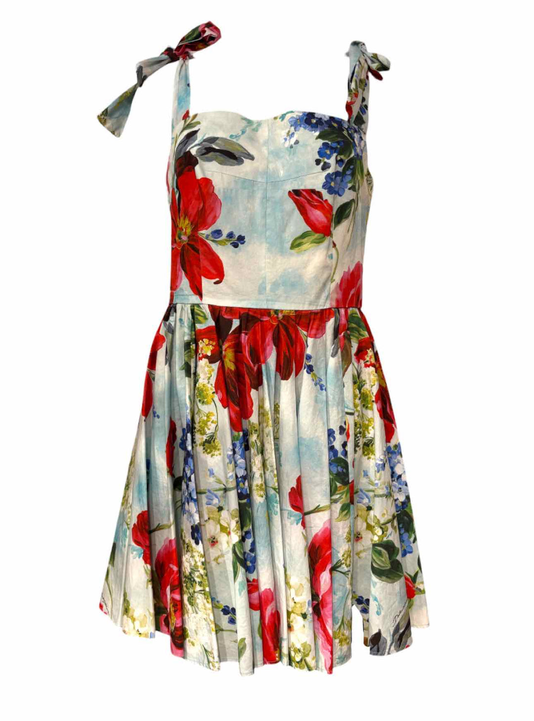 Dolce & Gabbana Size 46 Floral Print Cotton Mini Dress