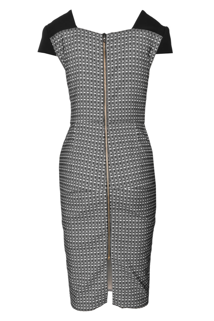 Roland Mouret Size 8 Cap Sleeve Geometric Print Midi Dress