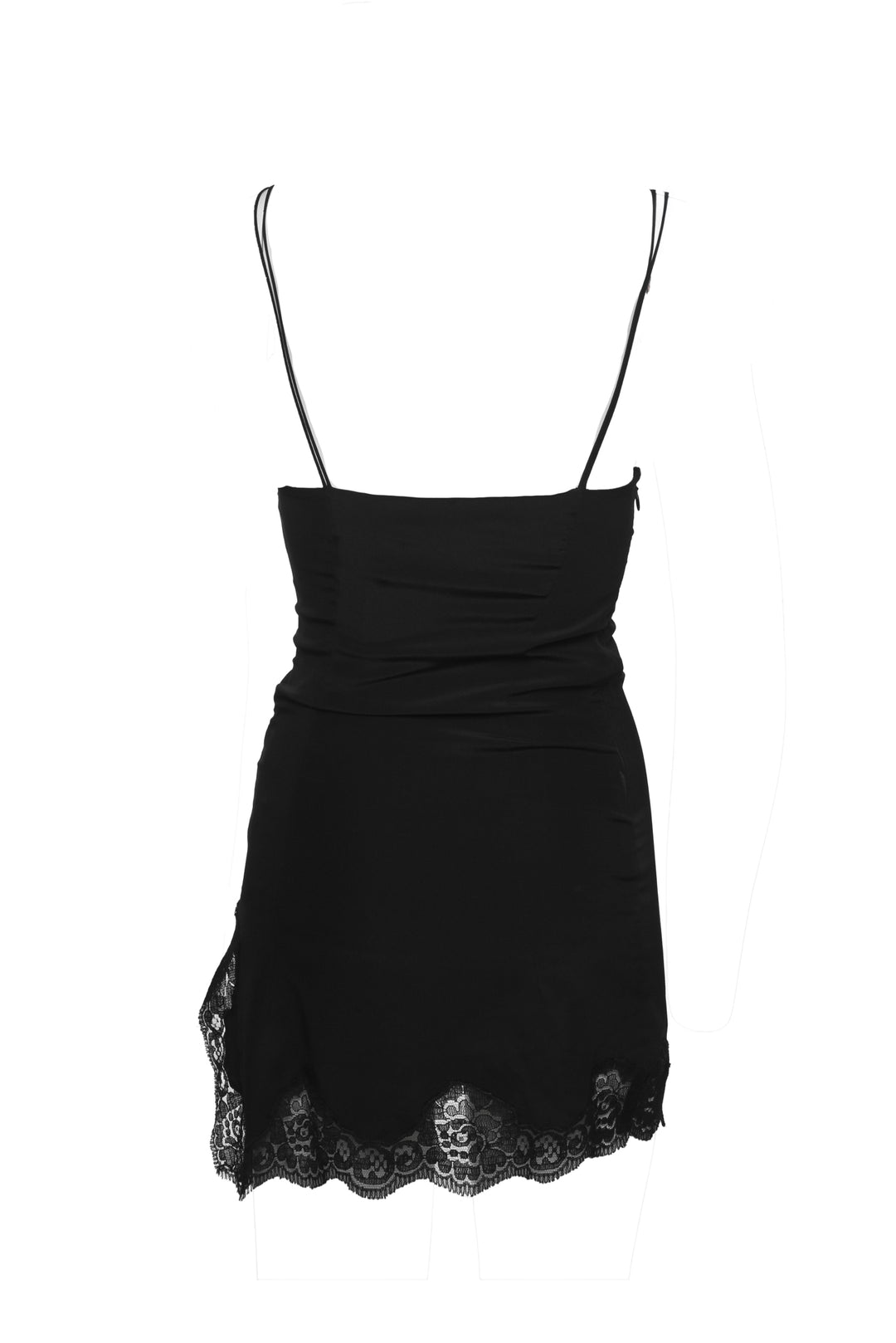 Alessandra Rich Size XXS/XS Heart Detail Lace Trim Silk Mini Dress