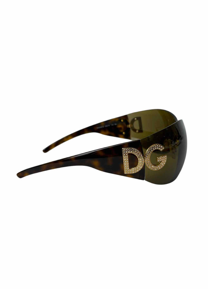 Dolce & Gabbana Crystal Logo Shield Sunglasses Eyewear