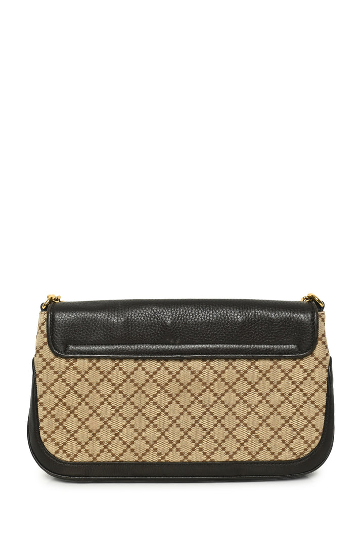 Gucci Leather & Diamante Canvas 1973 Chain Shoulder Bag