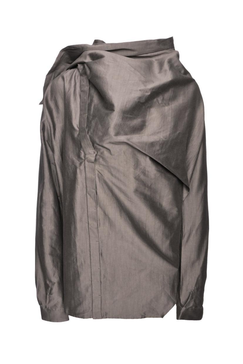 Rick Owens Size 38 Men's Camicia Wrapped Shirt Long Sleeve