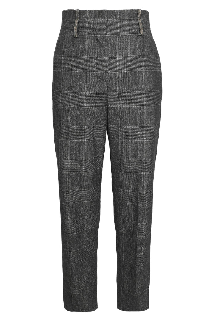 Brunello Cucinelli Size 2 Check Print Tailored Wool Pants