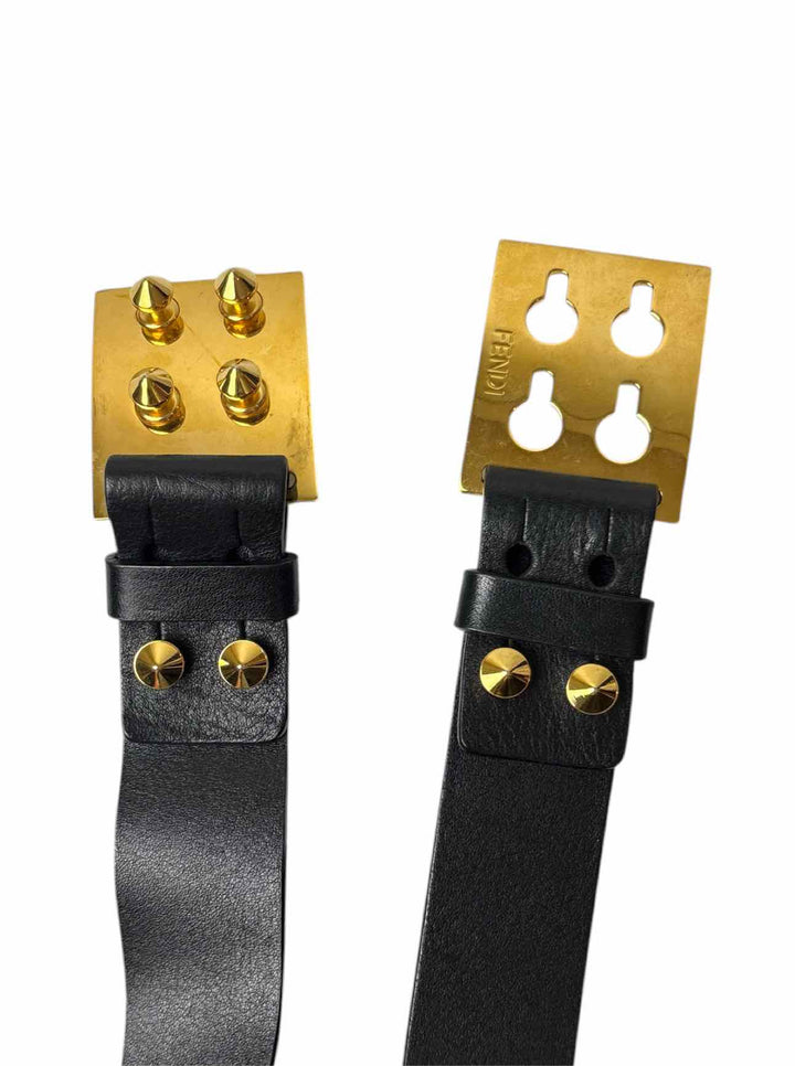 Fendi Size 28 Leather Metal Logo Belt
