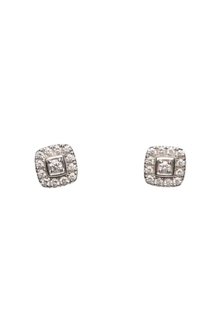 14K White Gold & Diamond Cushion Halo Earrings