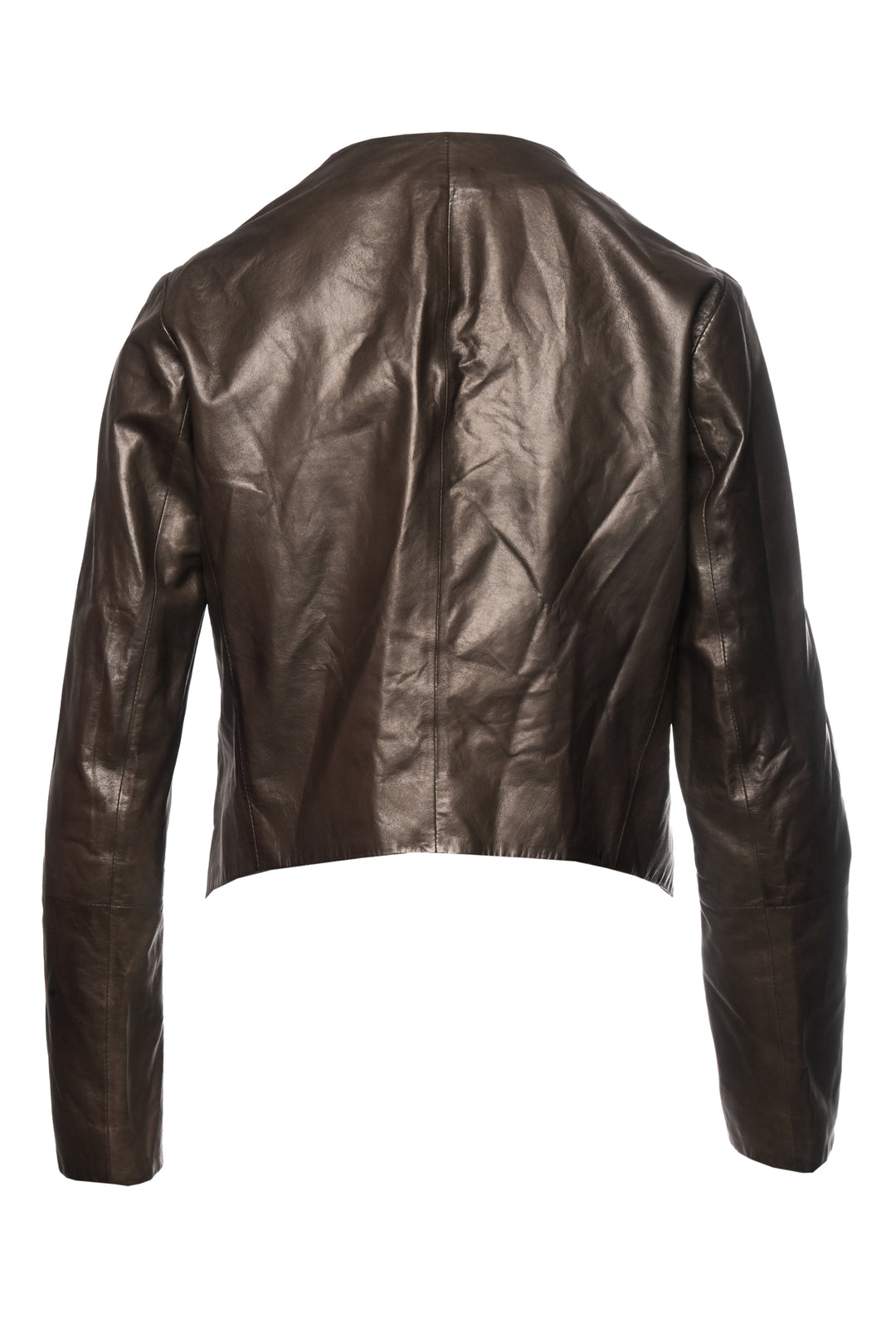 Brunello Cucinelli Size 42 Cropped Leather Jacket