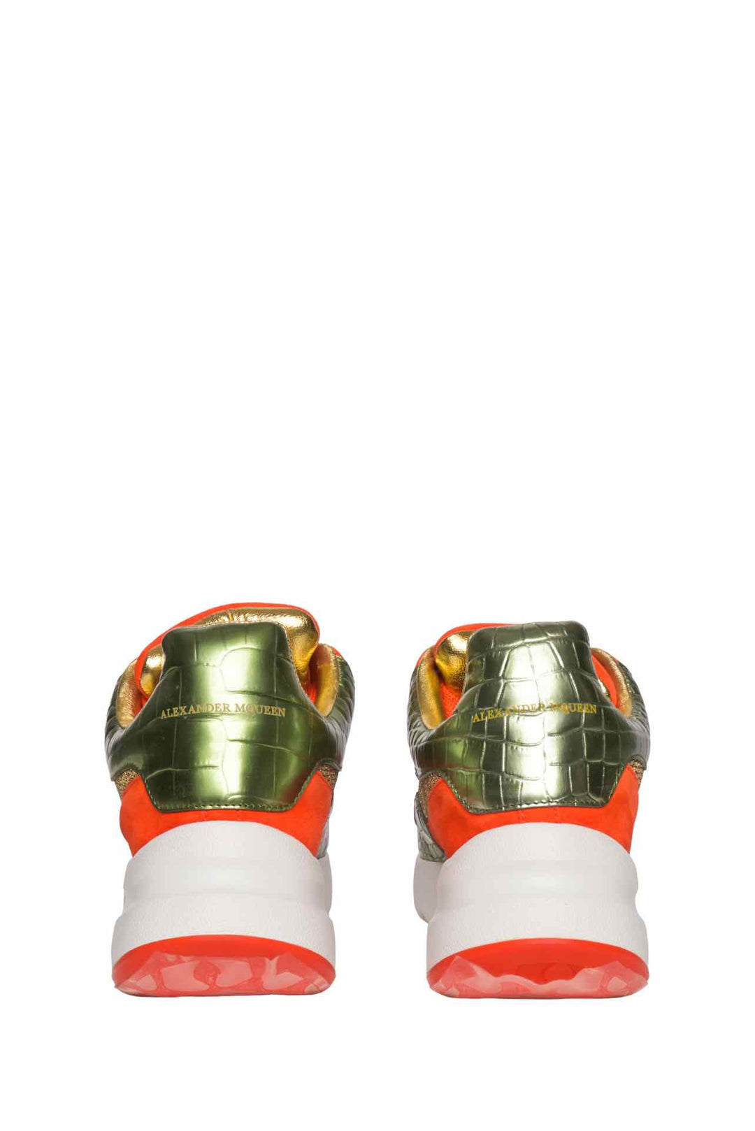 Alexander Mcqueen Size 37.5 Metallic Leather & Suede Sneaker